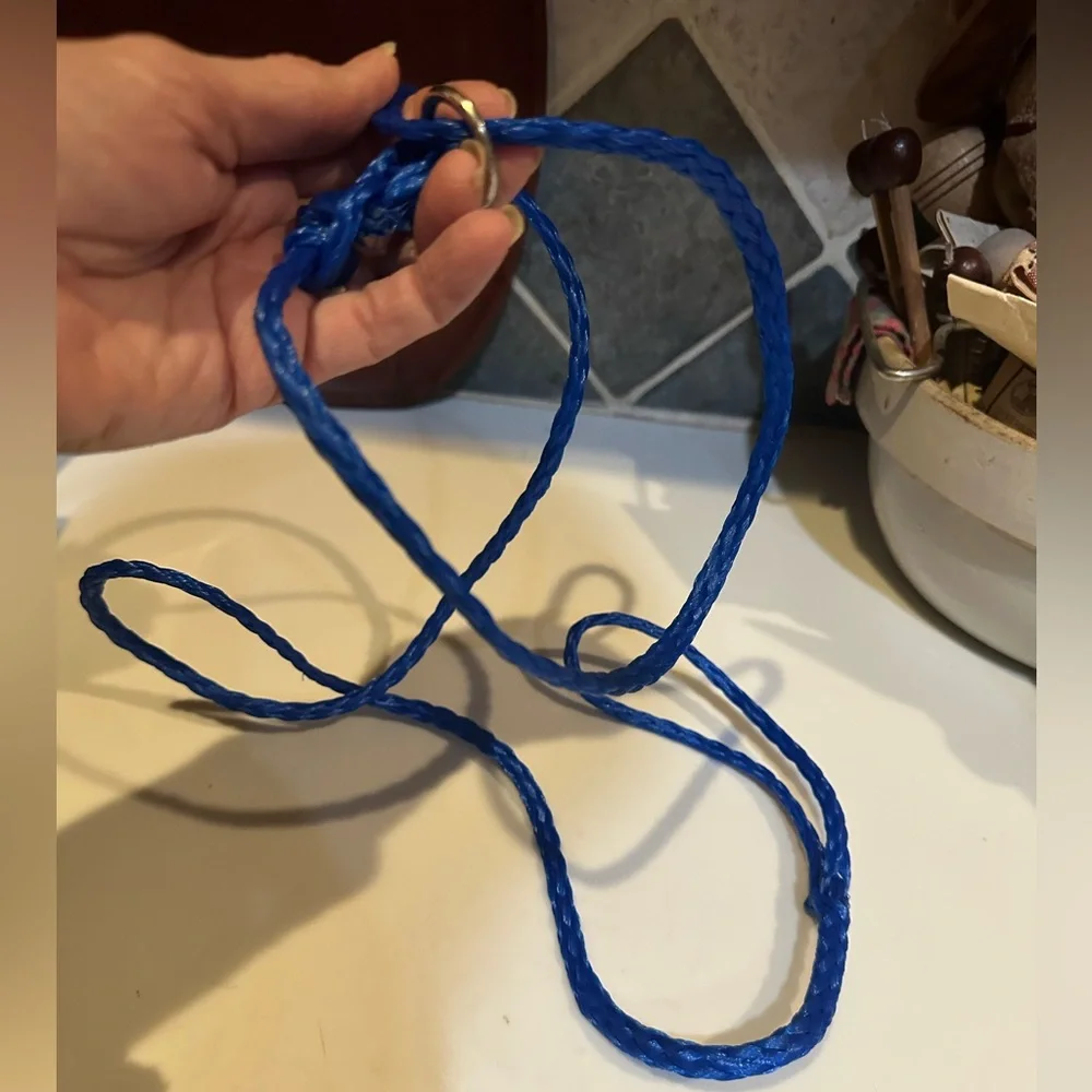 BLUE BRAIDED POLYURETHANE ROPE DOG LEASH SLIP LEAD WALK TRANSFER PUPPY PET 5ft